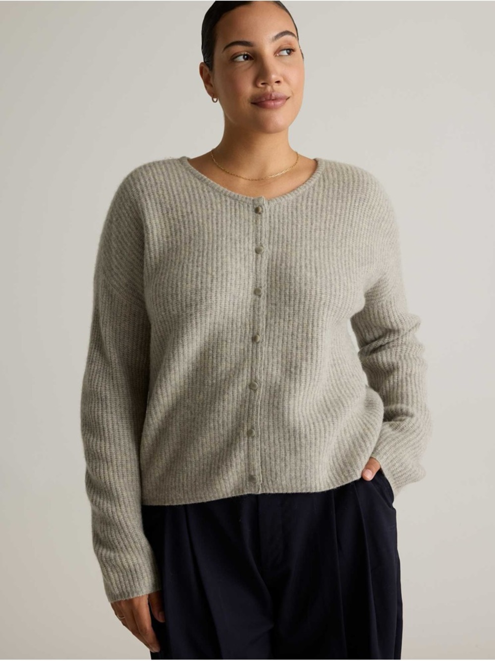 Quince Ribber Yak Wool Cardigan - Warm Heather Gray